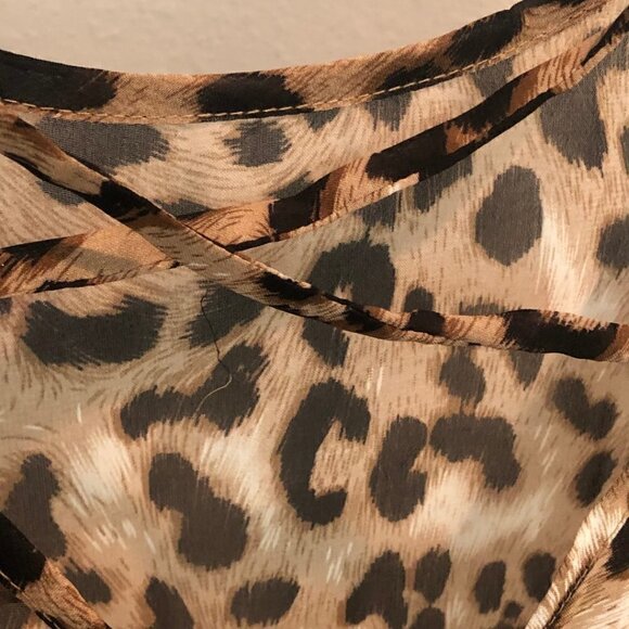 Charming Charlie Cheetah Print Long Sleeve Blouse - Picture 3 of 5